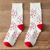 Femmes Chaussettes 5 Paires Femme Automne Hiver Mignon Rouge Sourire Lettre Moyen Tube Corée Créativité Heureux Couples Casual Unisexe Hommes Chaussette