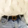 Belts PU Belt Ladies No Hole Square Buckle Versatile Jeans Black Chic Vintage Watch Strap Women's
