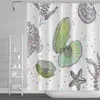 Shower Curtains Waterproof Conch Starfish Hippocampu Shell Printing Curtain Anti-Peeping Bath Bathtub With 12pcs Hook