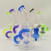 2022 8 Inch Clear Blue Glass Water Pipe Bong Dabber Rig Recycler Pipes Bongs Smoke Pipes 14.4mm Female Joint with Regular Bowl&Banger US Warehouse