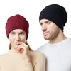 Boinas orelhas chapas de mulheres homens outono e inverno moda quente empilhamento de boné protetora de lã Toboggan com