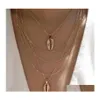 Pendant Necklaces Ornaments Exaggeration Personality Sandy Beach Chain Shell Pendeloque Cut Alloy Mtistorey Necklace Woman Drop Deli Dhqlf