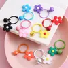 Cute Colorful Resin Flower Keychain With Bell for Women Girl Keyring Cartoon Charm Bag Pendants Car Key Chains