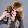 Kış kürklü bayanın sıcak şapkaları kulak yüzleri rakun kalınlaşmış yüksek üst kapaklar