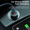 Chargeur de voiture PD en métal 50W chargeur USB de type C dans l'adaptateur de Charge rapide de voiture pour iPhone chargeurs de téléphone portable à double Port