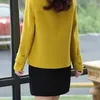 Damen Wollmischung Wollmantel Mode Frühling Herbst Damenjacke Kurz einreihig Gelb Weiblich Outwear Tops Mutter Kleid W25