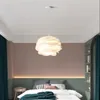 New Danish Designer White Rose Ceiling Chandelier For Bedroom Living Room Kitchen Pink Blue Petal Light Fixtures Room Decor