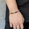 Strand 4mm W￼rfel Perlen Armband Bunt quadratische Quarzs ￖsterreich Kristallglas 7 Chakra f￼r Frauen M￤nner Heilung Reiki Yoga Schmuck