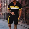 Herrsp￥rar Summer Polo Shirt For Men High Quality Shorts Casual 2 Piece Set dragkedja Skjortor Luxury Fashion Man Clothing Business Business