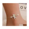 Anklets Fashion Sier Plated Dragonfly Ankle Bracelet Minimalist Woman Anklet Anniversary Gift For Girlfriend Exquisite Accessories D Dhrgf