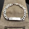 Top luxury designer bracelet charm gift unisex hip hop women mens bracelets 16cm 18cm 20cm 22cm trendy cuban chain stainless steel cuff bangle couple jewelry