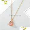 Pendant Necklaces Waterdrop Druzy Resin Quartz Gold Link Necklace Drusy Stone Pendant Droplet Chain Necklaces Jewelry For Women Girl Dhncz