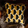 Pillow DUNXDECO Cover Decorative Case Artistic Antique Yellow Black Geometric Luxury Velvet Coussin Chair