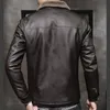 Herrläder faux motorcykel pu jacka tjock fleece vinterrock manlig vindtät varumärke ropa hombre 221201