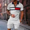 Herrsp￥rar Summer Polo Shirt For Men High Quality Shorts Casual 2 Piece Set dragkedja Skjortor Luxury Fashion Man Clothing Business Business