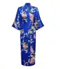 Startseite Kleidung Plus Größe XXXL Chinesische Frauen Lange Robe Druck Blume Pfau Kimono Bademantel Kleid Braut Brautjungfer Hochzeit Roben Sexy Nachtwäsche 221202