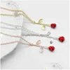 Pendentif Colliers Bijoux De Mode Pendentif Rouge Rose Fleur Chaînes En Or Colliers Ras Du Cou Romantique Saint Valentin Cadeaux Déclaration Drop Dhc9Y