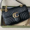 Akşam çantaları zincir omuz çantaları tasarımcı çanta lüks kadın cüzdan marmont eyer bolso siyah orijinal deri klasik debriyaj doğum günü hediyesi bayan crossbody çanta