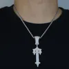 Ketten Hip Hop Voll gepflastert Iced Out Bling 5A Zirkonia Buchstabe Charms CZ Kreuz Schwert Anhänger Halskette für Männer Junge Rock SchmuckC240h