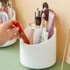 Förvaringslådor Makeup Brush Bucket Dammtät kosmetisk hållare Box Desktop Clear Rotating Case Organizer