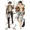 Caixa de travesseiro ataque de anime a titan Eren Jager Mikasa Ackerman Skin Peach Dakimakura Bedding de impressão 3D de dois lados abraçando travesseiros corporais presentes