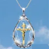 Naszyjniki wiszące moda 2 kolory religia Kobieta prezent Crystal Cross Cross Wisidant Akcesoria Naszyjka Drop dostawa naszyjniki Pen DHVS0