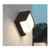 Wall Lamps Outdoor Indoor Wall Lamp Aluminum Surface 12W Warm White Led Round And Square Waterproof Ip54 Garden Lights Drop Delivery Dhtod