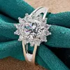 Anello solare in zircone di cristallo in argento sterling 925 per gioielli da donna con ciondoli regalo per feste di fidanzamento