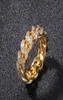 Iced Out Cubic Zircon Cuban Circle Ring For Men Silver Gold Color Hip hop Jewelry Size 8113946016