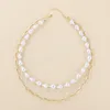 2pcs Fashion Irregular Large Imitation Pearl Necklaces Gold Color Link Chain Necklace for Women Statement Jewelry