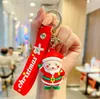 Party Favor Cartoon Cute Santa Claus Key Chain Soft Rubber Doll Car Key Ring Pendant Fashion Bag Ornament Accessori Keychain Christmas Gift SN394