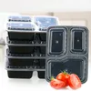 Boîtes à lunch 10PCS Meal Prep Portable Bento Box Plastic Reusable 3 Compartiment Lunch Box Conteneur de stockage des aliments avec couvercle Micro-ondes Vaisselle 221202