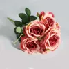 Decorative Flowers Artificial Silk Rose Bouquet Simulation Romantic Wedding Bridal Flower Arrangement Home Living Room Garden Decoration