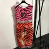 Tiger Print Womens Vest Dresses Clothing For Party Fashion Sleeveless Skirts Ladies Design Casual Dress