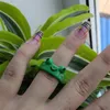 Bagues de cluster Bague de grenouille verte Résine d'argile polymère pour adolescents Bijoux d'animaux Femmes Mignon Crapaud drôle Cadeaux de mode