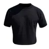 Erkek Tişörtler 2022 Yaz Buz İpek İnce Fit Tişörtler Erkekler Yuvarlak Boyun Kısa Kollu T-Shirt Moda Çizgili Desen Örme Tee Fil 3xl-M T221202