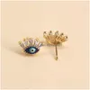 Stud Fashion Jewelry Turco Retro Evil Eye Orecchini per le donne Zircone Ciglia Occhi azzurri Drop Delivery Dhirl