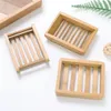 Bathroom Storage & Organization Wooden Natural Bamboo Soap Dishes Tray Holder Storage Soap Rack Plate Box Container Portable Bathroom Soap Dish Storage Box