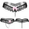 Women's Panties 5pcslot 5 Style Black Color Pearl Panties Women Underwear Sexy G String Lace Thongs Low Waist Bowknot Strings 221202