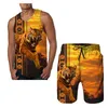 Survêtements pour hommes Summer Fashion Top / Shorts / 2PC Ensembles Cool Tiger Print Tank Tops Mens Vest Sportwear Vêtements 221202