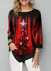 Camiseta feminina inverno primavera etono mulheres plus tamanhos grandes grandes árvores de natal