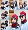 Winter Thermal Plush Hat Scarf Cap Women Thick Warm Beanies Cycling Windproof Cap Two-piece Suit Unisex Winter Cap DB296