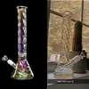 Tall Rainbow glass water bongs hookahs downstem perc bubbler comb dabber heady rig recycler Dab smoke water pipe with 14mm