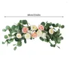 Decoratieve bloemen nep bloem kunstmatige simulatie roze plastic model levensecht met groene bladeren bruiloft boog decoratie kerstkrans