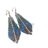 Dangle Chandelier Fashion Jewelry Dazzling Colorf Blue Feather Zircon Grab Chain Long Tassel Dangle Earrings Geometric Exaggerated Dhf7V