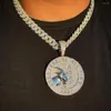 Chaînes Bling Glacé Plein Diamant Rock Punk Bijoux Micro Pavé Grande Chaîne Cubaine Lourde Hip Hop Hommes Forme De Chèvre Collier Pendentif Rond