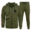 Herrspårar Militära spårdräkt Män Autumn Casual Set Male Streetwear Joggers Hooded Jackets Pants 2 Piece Sets Army Green Sportsuits 221202