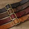 Belts 3.8CM Fashion Male Vintage Genuine Leather Belt Luxury Designer Men Copper Buckle Jeans Strap Cowboy Ceinture Homme