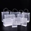 Gift Wrap 10/30pcs Custom PVC Transparent Bag with Handles Clear Tote PP Frosted Plastic Shopping Clothing Drinks Packaging 221202