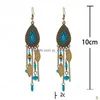 Dangle Chandelier Bohemian Retro Ethnic Rice Beads Feather Tassel Earrings For Women Indian Jewelry Water Drop Long Alloy Dangle De Dhyyl